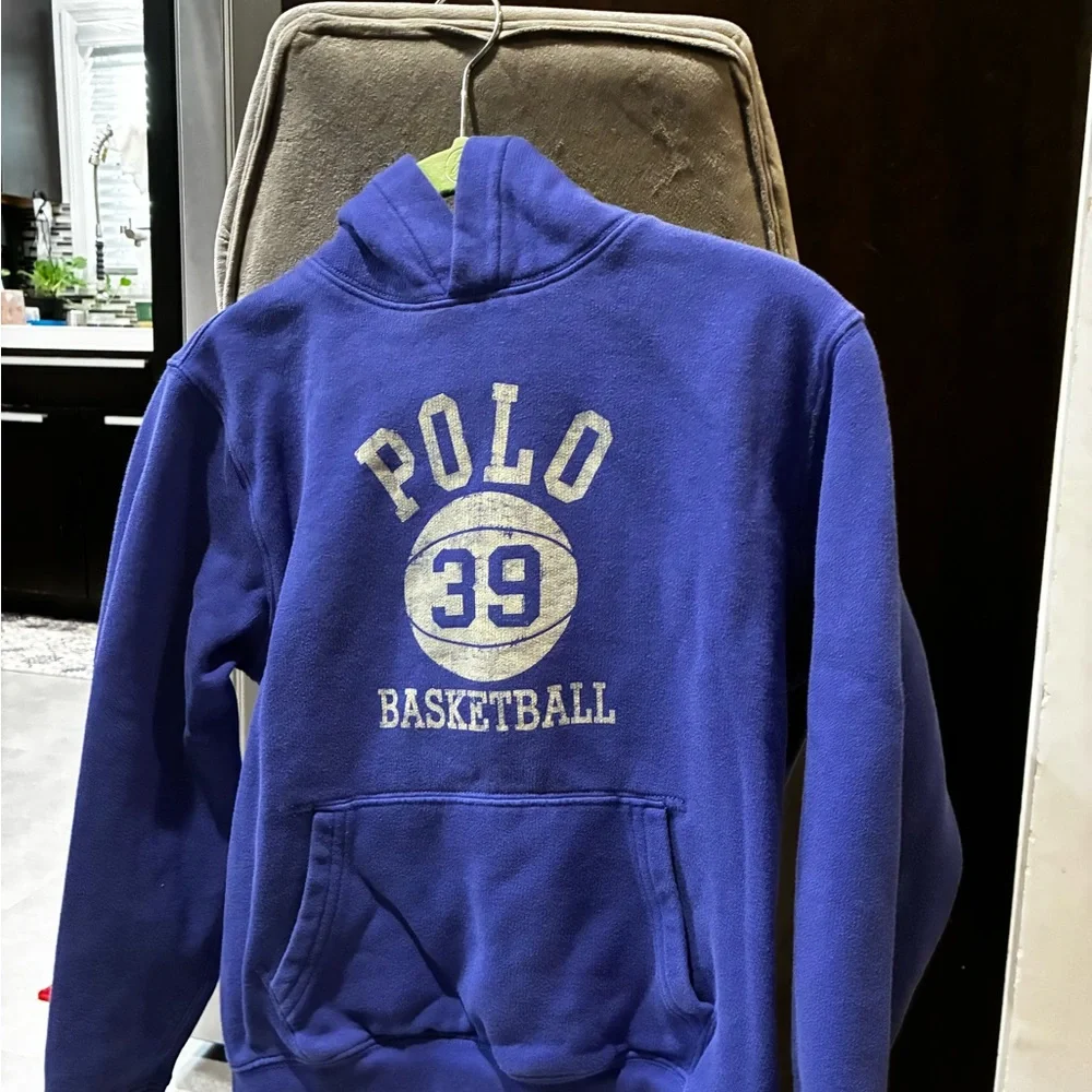 Polo by Ralph Lauren Royal Blue Basketball Hoodie with White Graphic